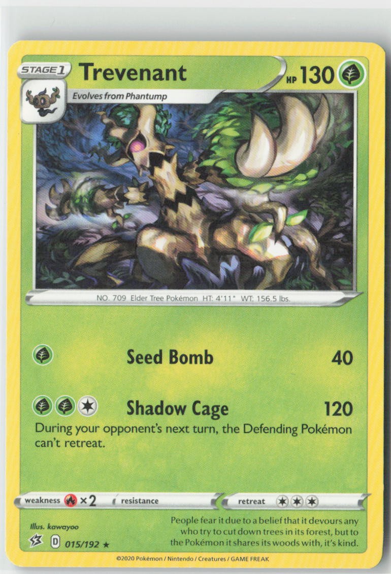 Trevenant 015/192 Rare Rebel Clash Pokemon Near Mint