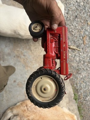 Vintage Red Tru Scale Metal Diecast Tractor USA Pressed Steel