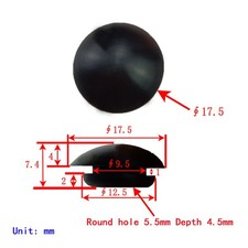 Black / White Rubber Blanking Grommet Closed Grommet Blind Plug Bung Dia 9.5mm