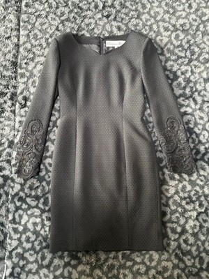 Christian Dior Kleid Vintage Schwarz Spitzendetail Größe M bis S 90 cm Länge