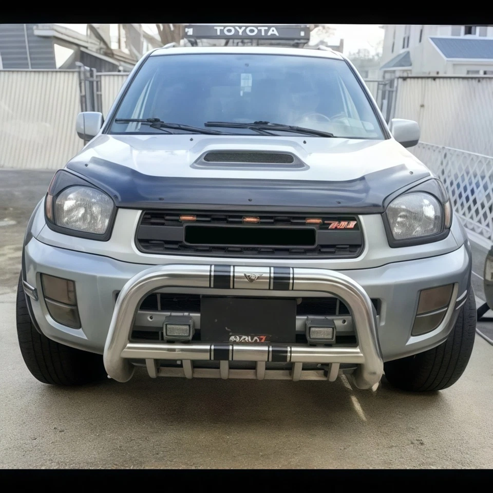 Rejilla negra mate para Toyota RAV4 2001 2002 2003 parrilla delantera con luces LED Foto 2 de 4