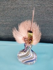 Hut Schmuck Feder Gebinde Trachten Schmuck, Vase Glasvase 70er Jahre Vintage