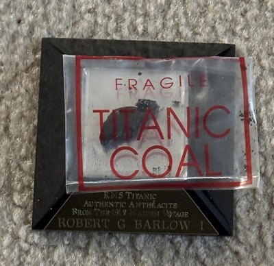 Authentic Recovered Coal From Wreck Of 1912 R.M.S. Titanic, Sealed & COA