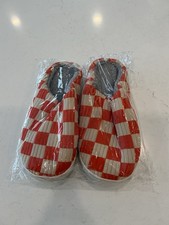 Orange And Ivory/White Checkered Fabric Slippers. 10.5 Long. Size 40-41. NEW.