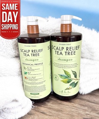 2 NEW PHARM to TABLE Scalp Relief TEA TREE MINT Botanical Shampoo 32 oz ea