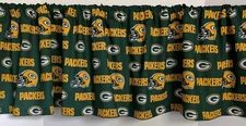 NFL GREEN BAY PACKERS Valance Handmade Cotton Football Theme Green Background