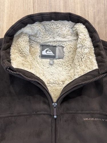 Vintage 90s Quiksilver Fluffy Lined Suede Jacket Rare Size Extra Large - Picture 5 of 7
