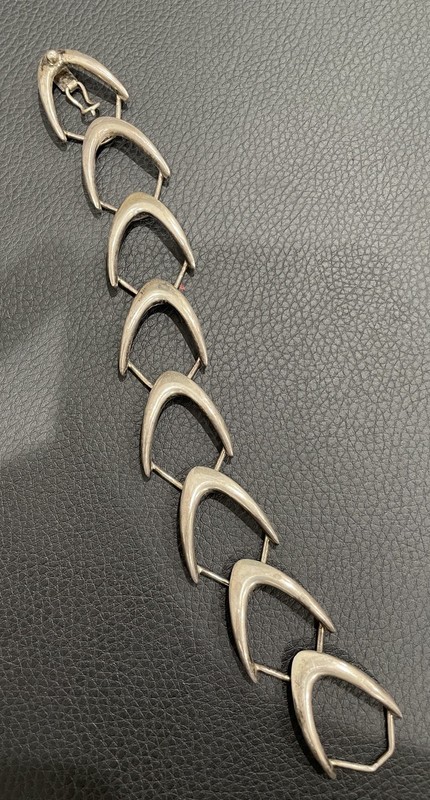 Crescent Link Bracelet E. Dragsted Mid Century Vintage Sterling Silver Denmark