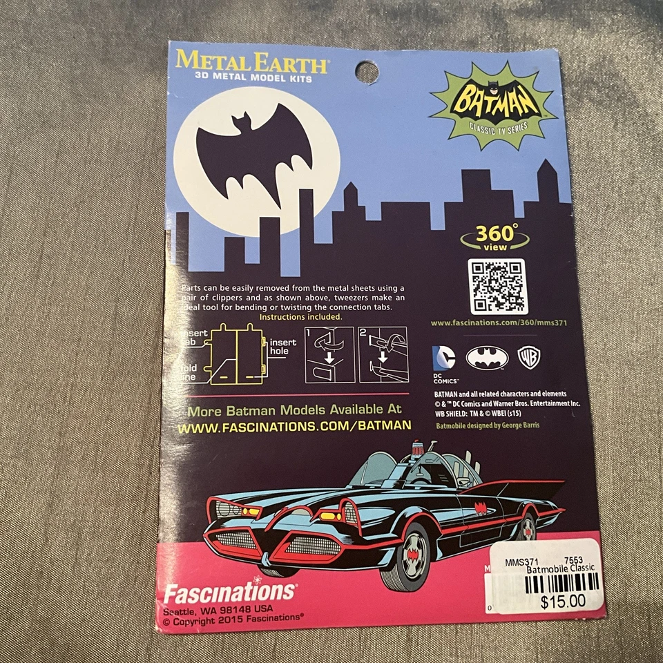 Бэтмен классический ТВ-сериал бэтмобиль металлический земли 3-D лазерной резки стали модель набор - Изображение 2 из 2