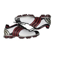 Adidas Tour360 3.0 Golf Shoes Mens Size 10 White Black Red Leather Spiked Cleats