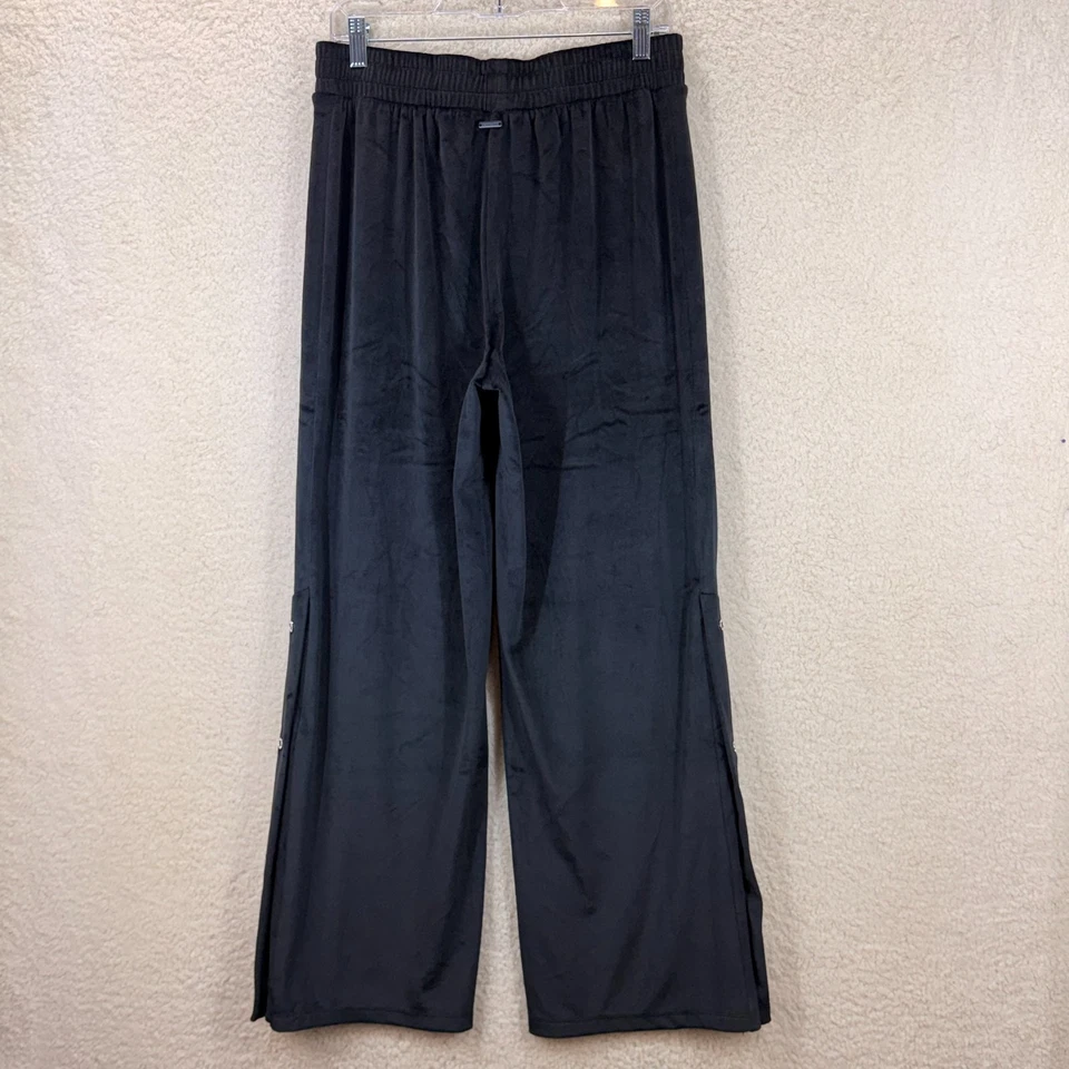 Pantalones Victoria Secret Medianos Anchos Pierna Snap Negros Terciopelo Lux Diamante Tiro Alto Foto 2 de 4