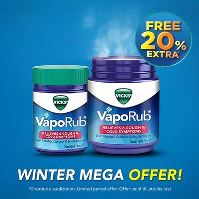 Vicks VapoRub Cough Suppressant Chest Rub,Ointment Original, 50ml Fast Shiping