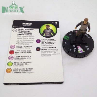 Heroclix Star Trek: Away Team TOS set Korax #015 Uncommon w/card!