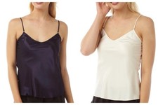 Ladies Quality Satin V Neck or Round Neck Camisole Top UK Sizes 14-22