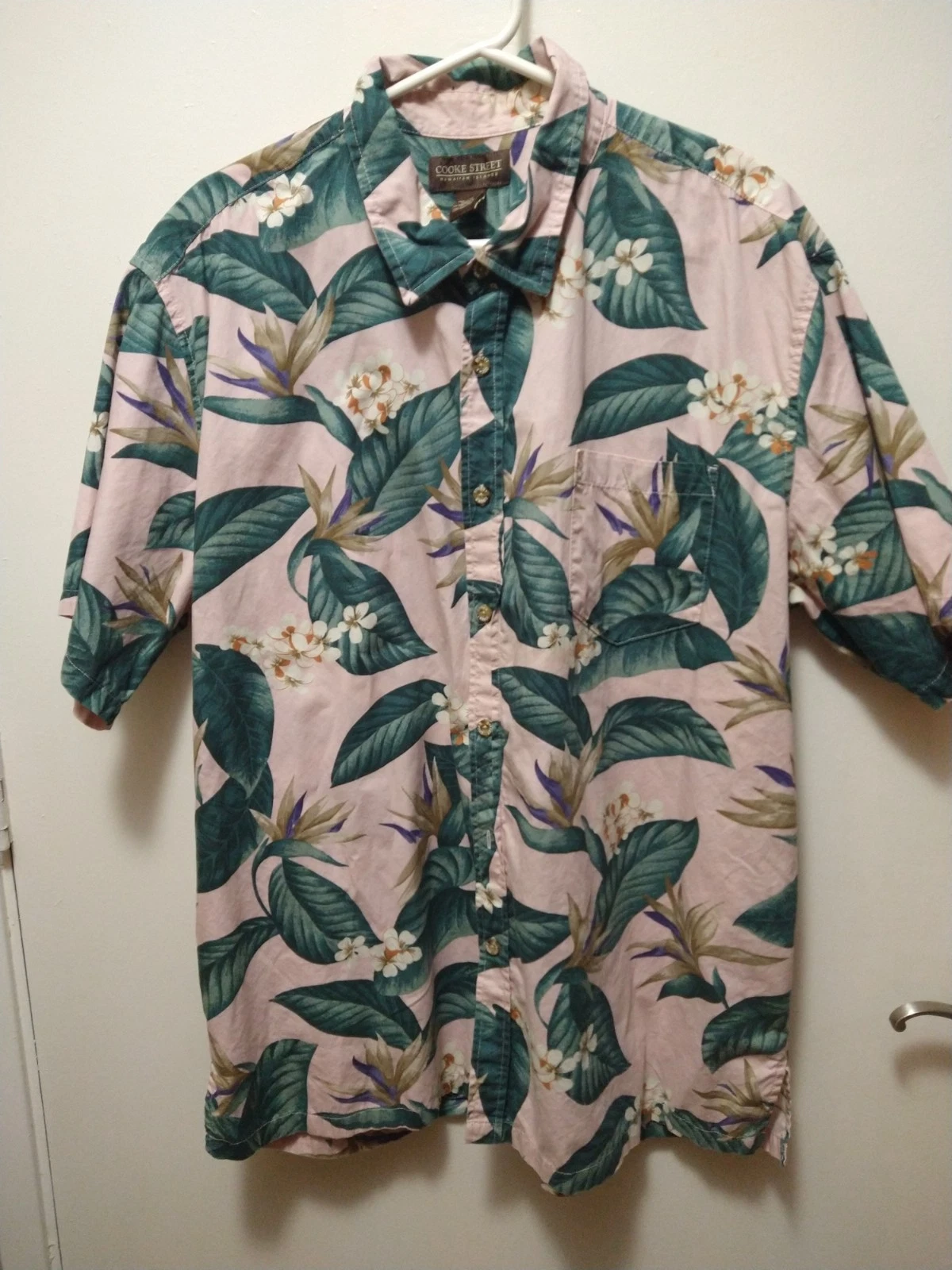 Vintage Cooke Street Shirt Mens XXL Pink Floral Hawaiian Luau Palm Tree