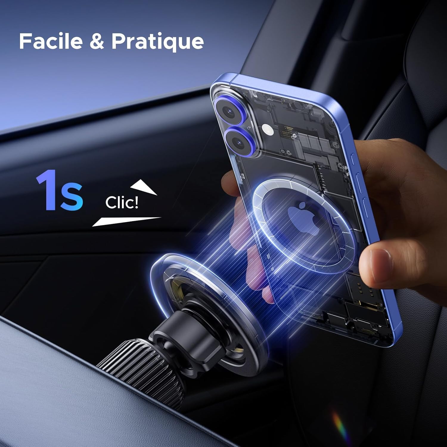UGREEN Fixation Aimant Voiture MagSafe – Support Magnétique iPhone & Android