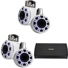 Kicker 6.5" White Wake Tower KMTCXL65W HLCD LED Marine Speakers 2-Pair with 8...