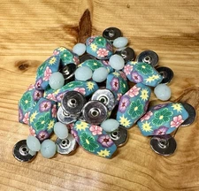 Half Gallon Lot Of Fimo clay Floral Beads And Spacers Over 200 Beads