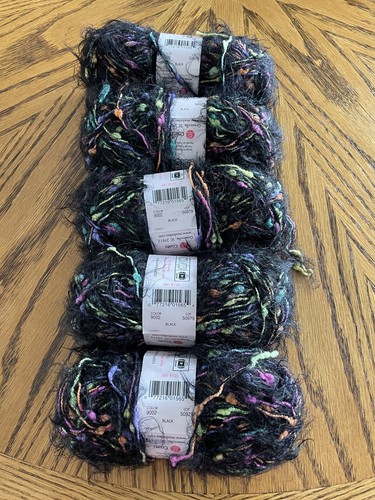 5 New Skeins of MODA*DEA Yarn~Cheri~Black~100% Nylon ~1.76 oz Each~50g/81 Yd
