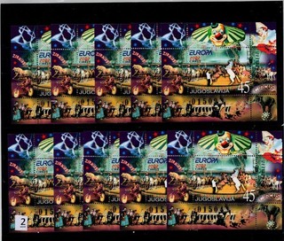 = 10X JUGOSLAVIJA 2002 MNH CIRCUS CLOWNS HORSES ANIMALS FUN