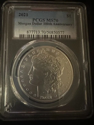 2021 $1 PCGS MS70 MORGAN DOLLAR 100TH ANNIVERSARY 877713.70/50850577