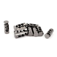 10 Pcs Plastic Gray Spring Loaded 5mm Dia Double Holes Cord Locks Stopper