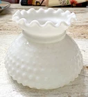 Vintage Milk Glass Hobnail Lamp Shade 6 in Fitter Ruffled Top Replacement