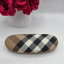 Burberry Nova Check Hard Shell Sunglass Eyeglass Case Beige Black Made Italy