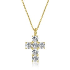 18K Gold Plated Dainty Cross Necklace for Women Simple Cute White