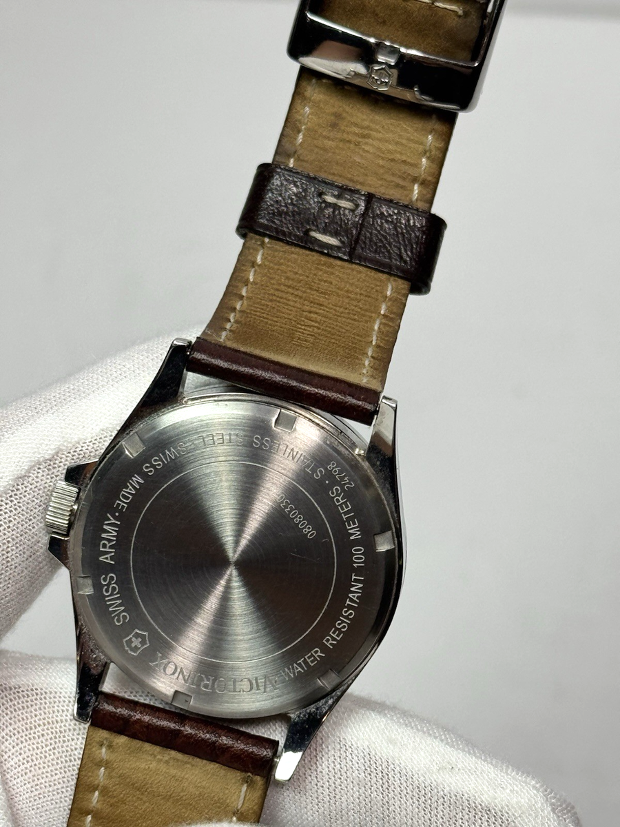 Victorinox Swiss Army Watch w/ Black Face & Brown Leather Strap