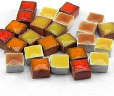 Art Supplies 1000 Square Mosaic Tiles Bulk 0.19 Inch 5 Mm 0.5 Cm Mix Orange, MXO