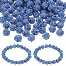 150Pcs 8mm Rhinestone Beads Clay Disco Ball Diamond Beads Sparkle Blue