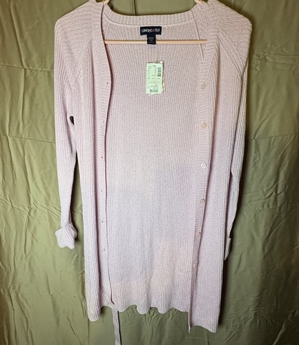 Limited Too Girls Sparkly Pink Long Cardigan Size S/10 - Picture 1 of 10