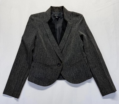 BCX Blazer Jacket Womens Small Heather Gray Single Breasted Notch Lapel Business