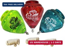 3 Pack Jumbo Cobra Durable Plastic Spin Tops for Kids Metal Tip Made in Mexico -