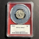 1916 Buffalo Nickel — PCGS MS63 🔥 Cool Red Core Holder