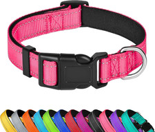Reflective Dog Collar, Adjustable Soft Neoprene Padded Nylon Pet Collars with Bu