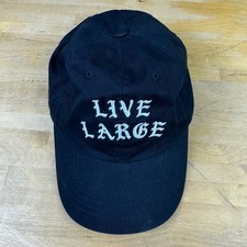 Yupoong Baseball Cap Hat “Live Large” Navy Cotton Strapback Old English Font