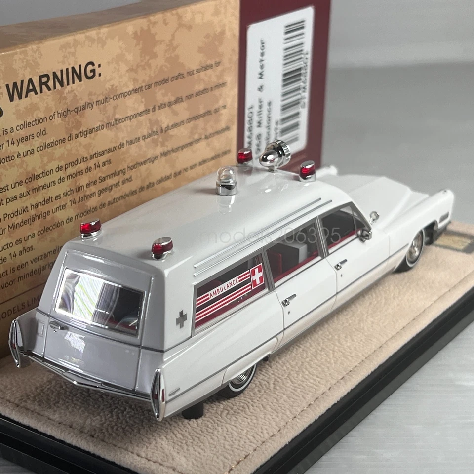 Sello escala 1/43 GLM STM68801 1968 Cadillac Miller-Meteor ambulancia blanco G Foto 2 de 2