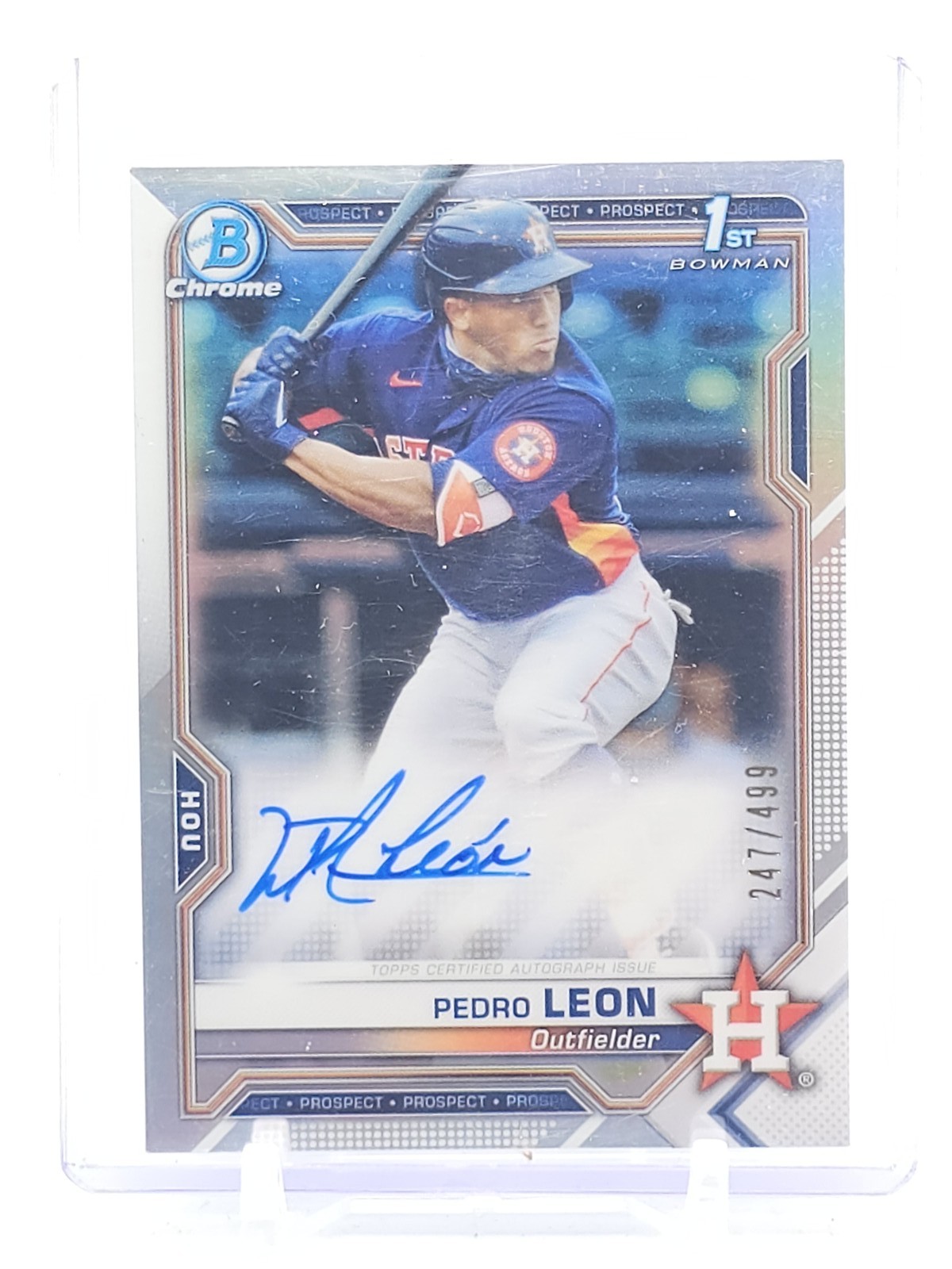 PEDRO LEON 2021 BOWMAN CHROME 1ST AUTOGRAPH REFRACTOR AUTO /499 Q5194