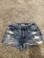 Rewash High Rise Distressed Denim Shorts Womens Size 29 Frayed Raw Hem