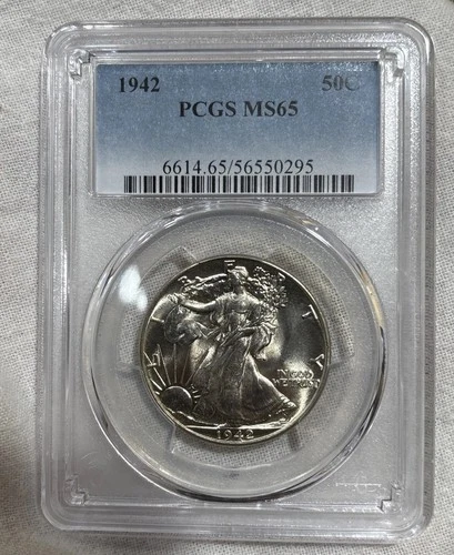 GRADED 1942 Walking Liberty Half Dollar PCGS MS65 Silver American Coin