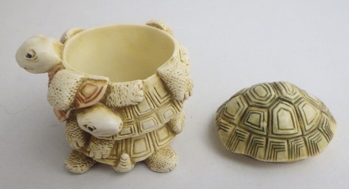Vintage 1993 Harmony Kingdom Muschelspiel gestapelt Schildkröten Schmuckschatulle - Bild 8 von 9