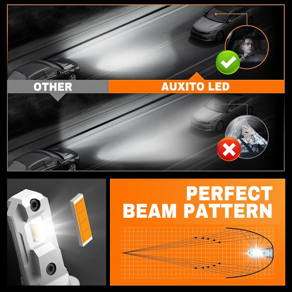 H7 LED Headlight Bulbs Kit High / Low Beam 6500K Super Bright White Lights 2Pcs - Изображение 3 из 4