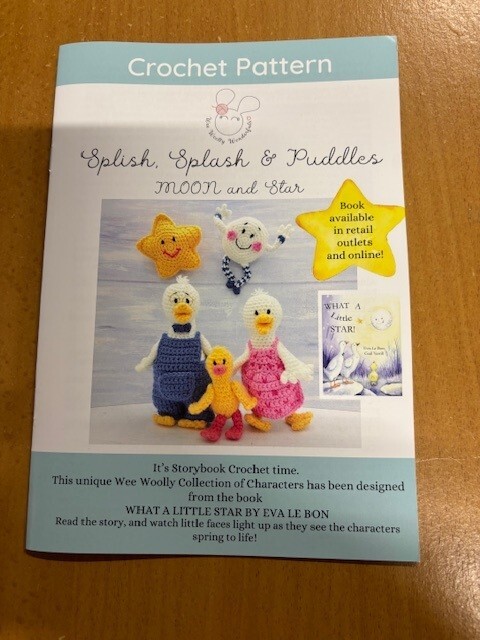 Wee Woolly Wonderfuls Crochet Pattern Splish, Splash & Puddles Moon & Star Bklet