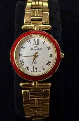 Little Switzerland Watch Women link Gold Tone Dial Swiss Made Needs new battery
