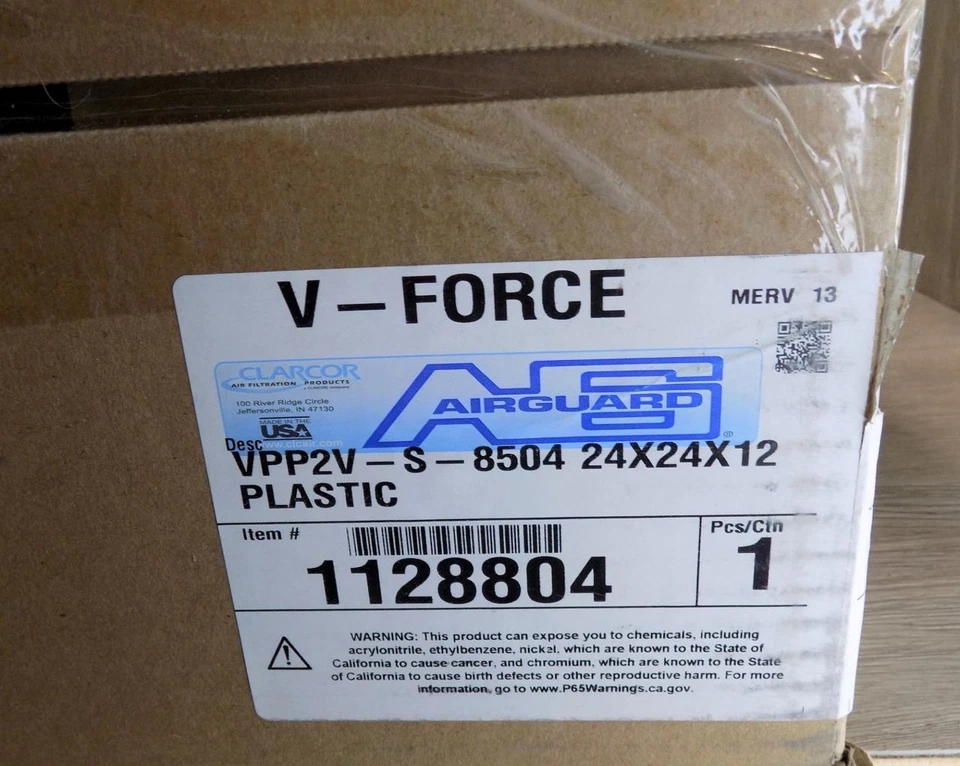 Filtro de aire Airguard V-Force VPP2V-S-8504 1128804 24x24x12 Merv-13 Foto 2 de 4