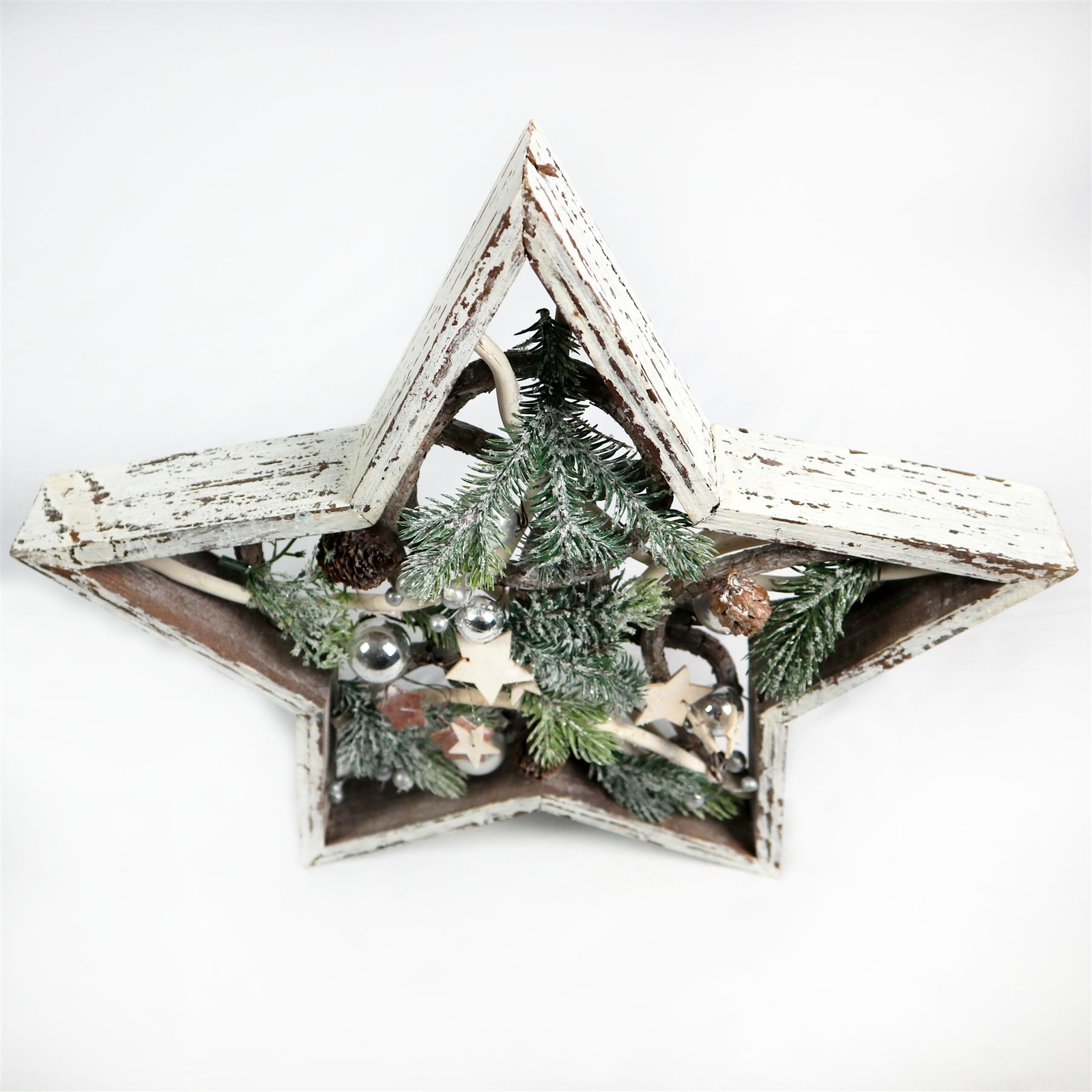 Pre Lit Christmas Table Decorations Wooden Rustic Star Xmas Gift Home