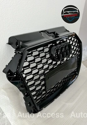 CALANDRE NOIR BRILLANT LOOK RS3 POUR AUDI A3 ET S3 8V PHASE 2 DE 05/2016 A 2019 - Photo 1/4