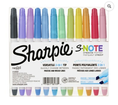 Sharpie S-Note Creative Marker Chisel Tip Assorted Dozen (2117329/ ...